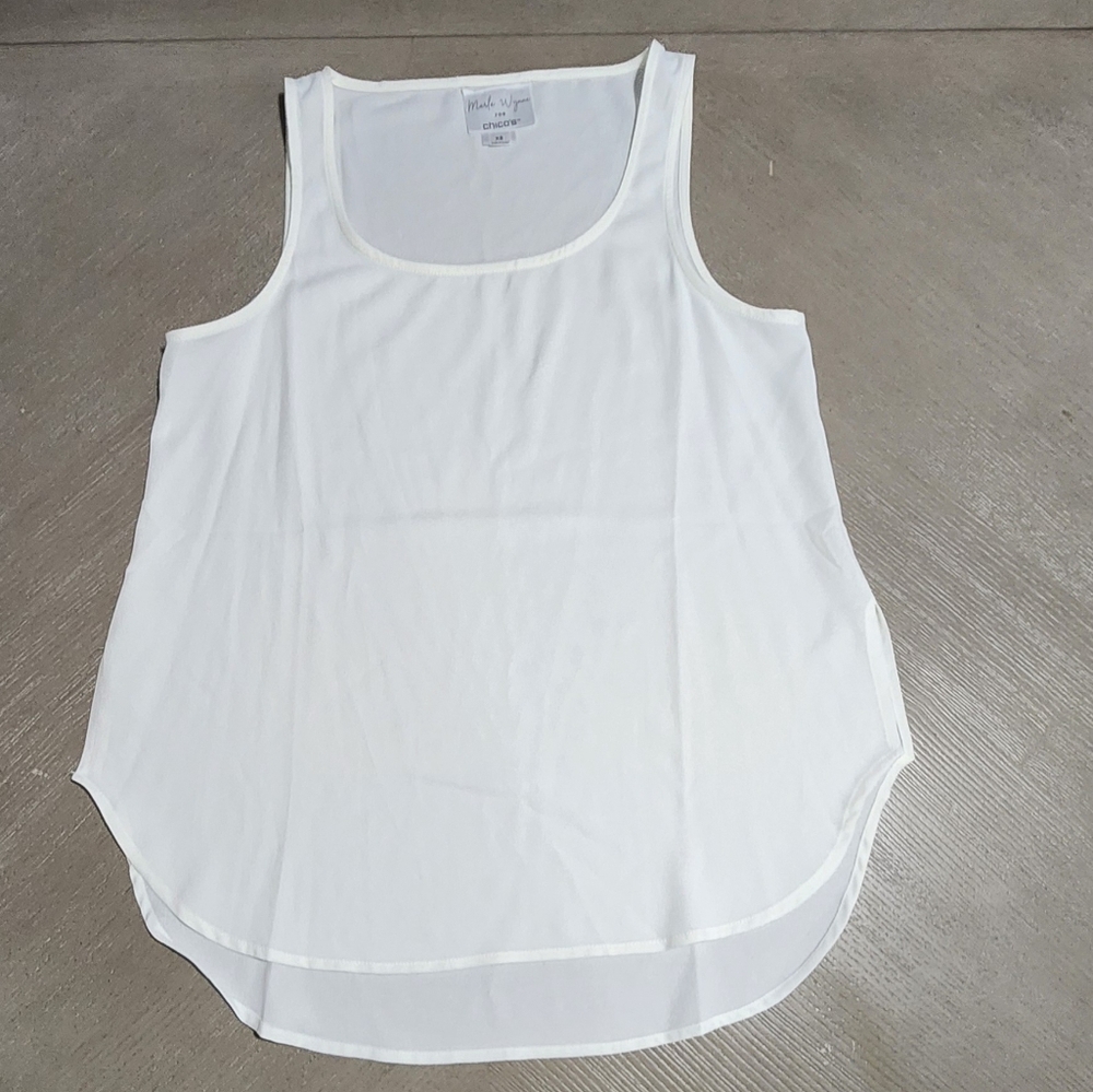 Chicos by Marla Wynne Women's Sleeveless Round Neck Blouse Top Size Xs White